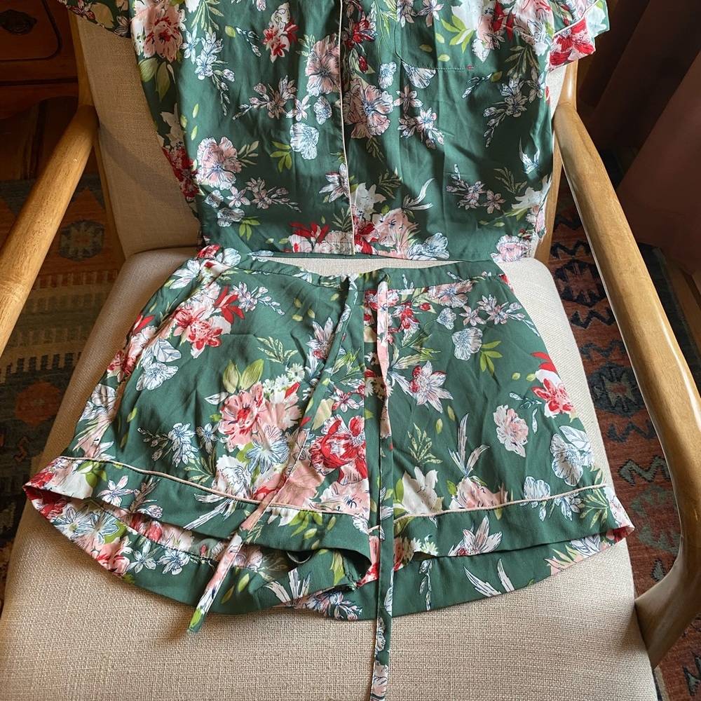 Cynthia Rowley Green Forrest Shorts pajamas
